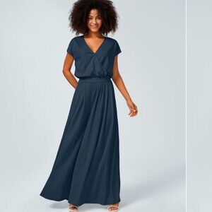 halara v neck short sleeve w pockets wide leg waffle jumpsuit